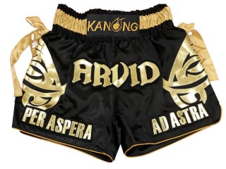 Custom Black Muay Thai Shorts : KNSCUST-1197